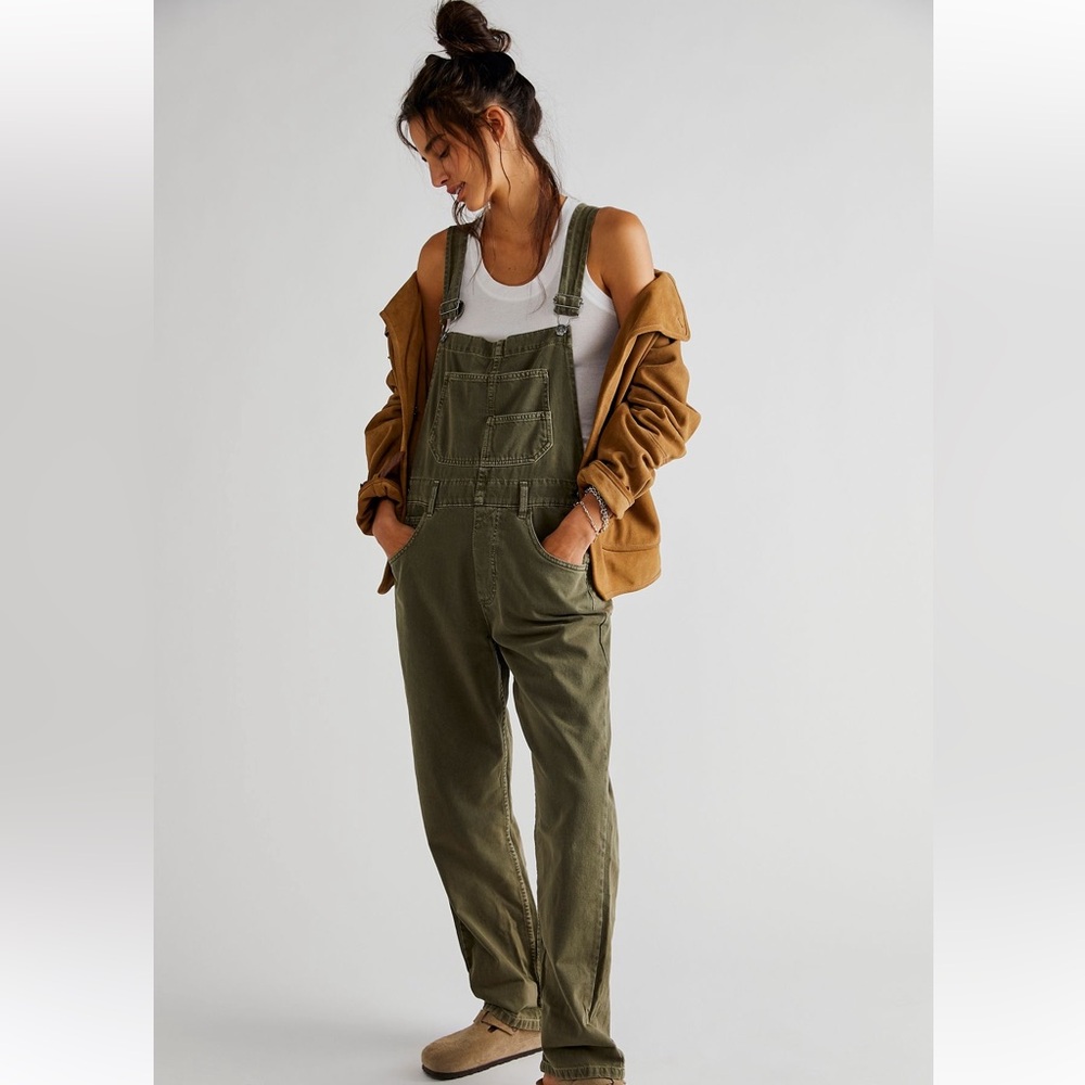 Free People We the Free Ziggy Overalls Army Green NWT